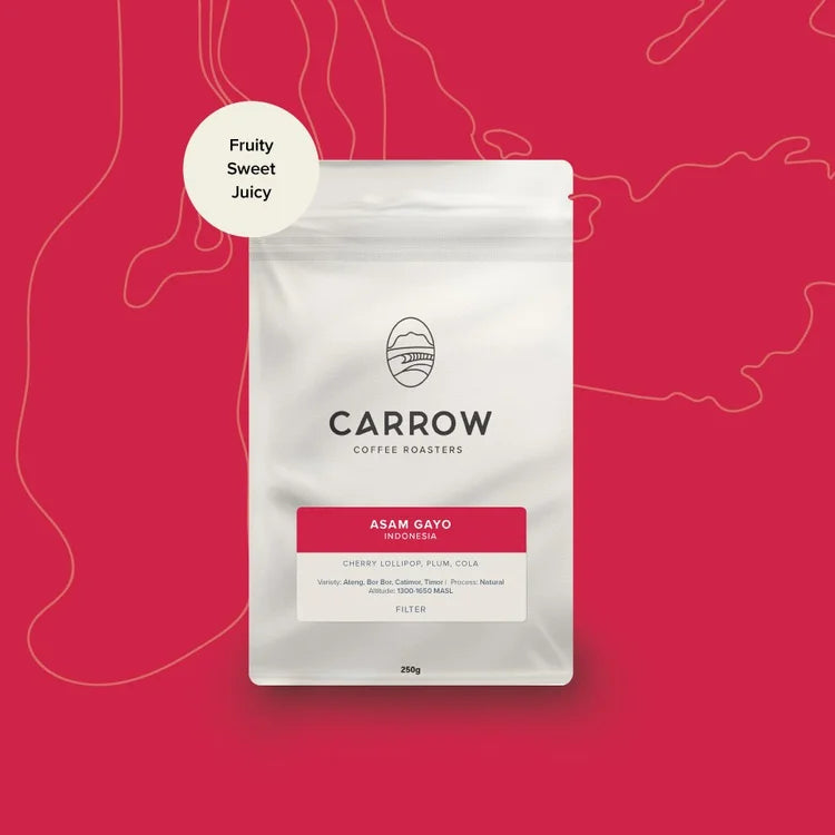 Carrow Coffee Asam Gayo on a red background